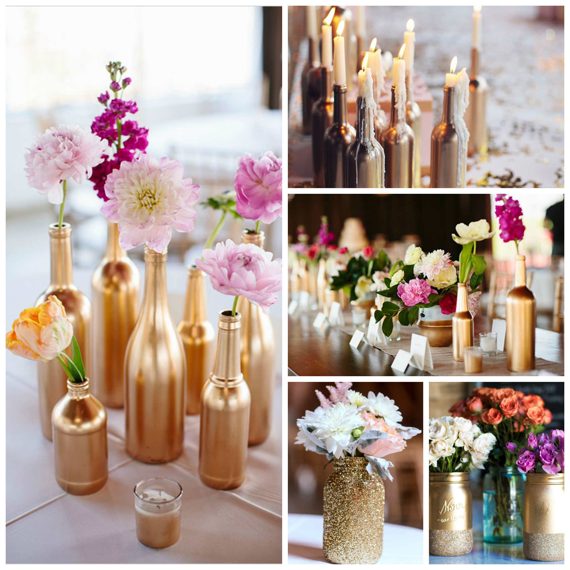 Bouteille façon DIY pour un mariage ou une fête glitter et doré - Le blog  de Modern Confetti