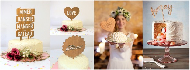 Une décoration de gâteau tout en bois pour un mariage vintage ou champêtre